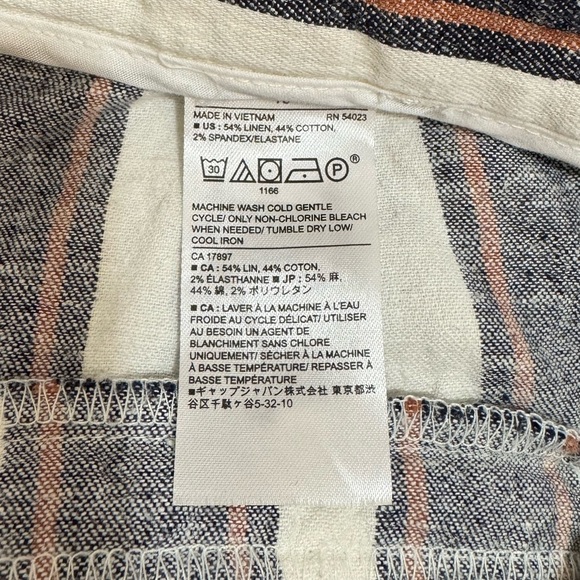 Women’s Banana Republic blue/cream stripe Blake crop linen blend pants 10 - Picture 4 of 4